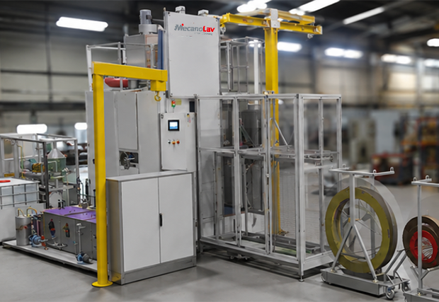 Visuel 3D d'une machine pour le nettoyage de pièces dans l'industrie aérospatiale